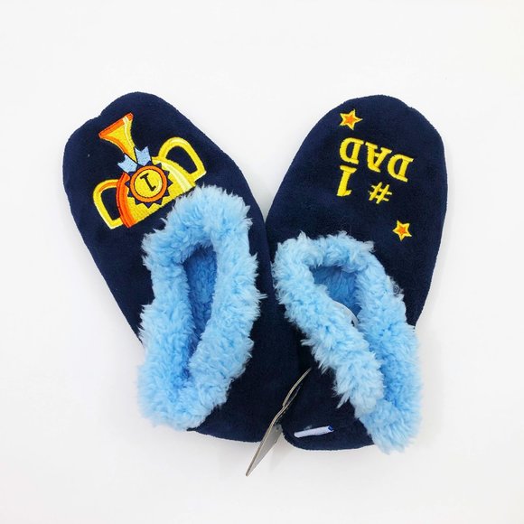 NWT Snoozies Men's #1 DAD Slippers Medium 9/10 Navy Blue Non Skid Soles - Picture 4 of 6
